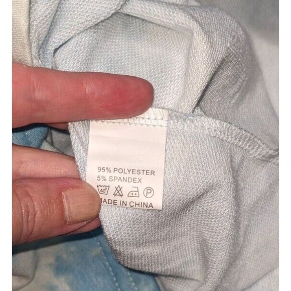 Romper Women's Sz L Blue White Tie Dye Long Sleeve Keyhole Tie Back One Piece - Picture 7 of 7